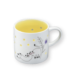 蛍彫りマグ 星とネコ(黄)　